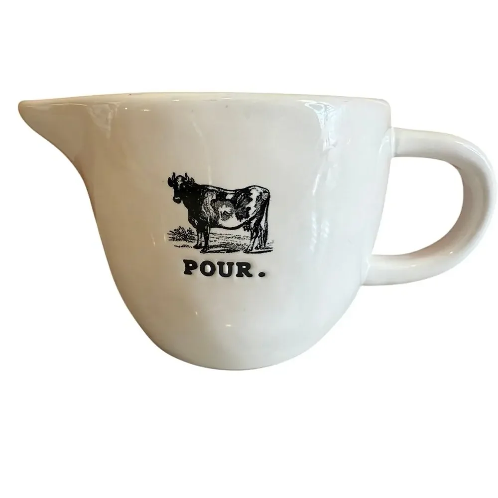 Rae Dunn Artisan Collection Cow Milk Creamer Cup Typewriter Font